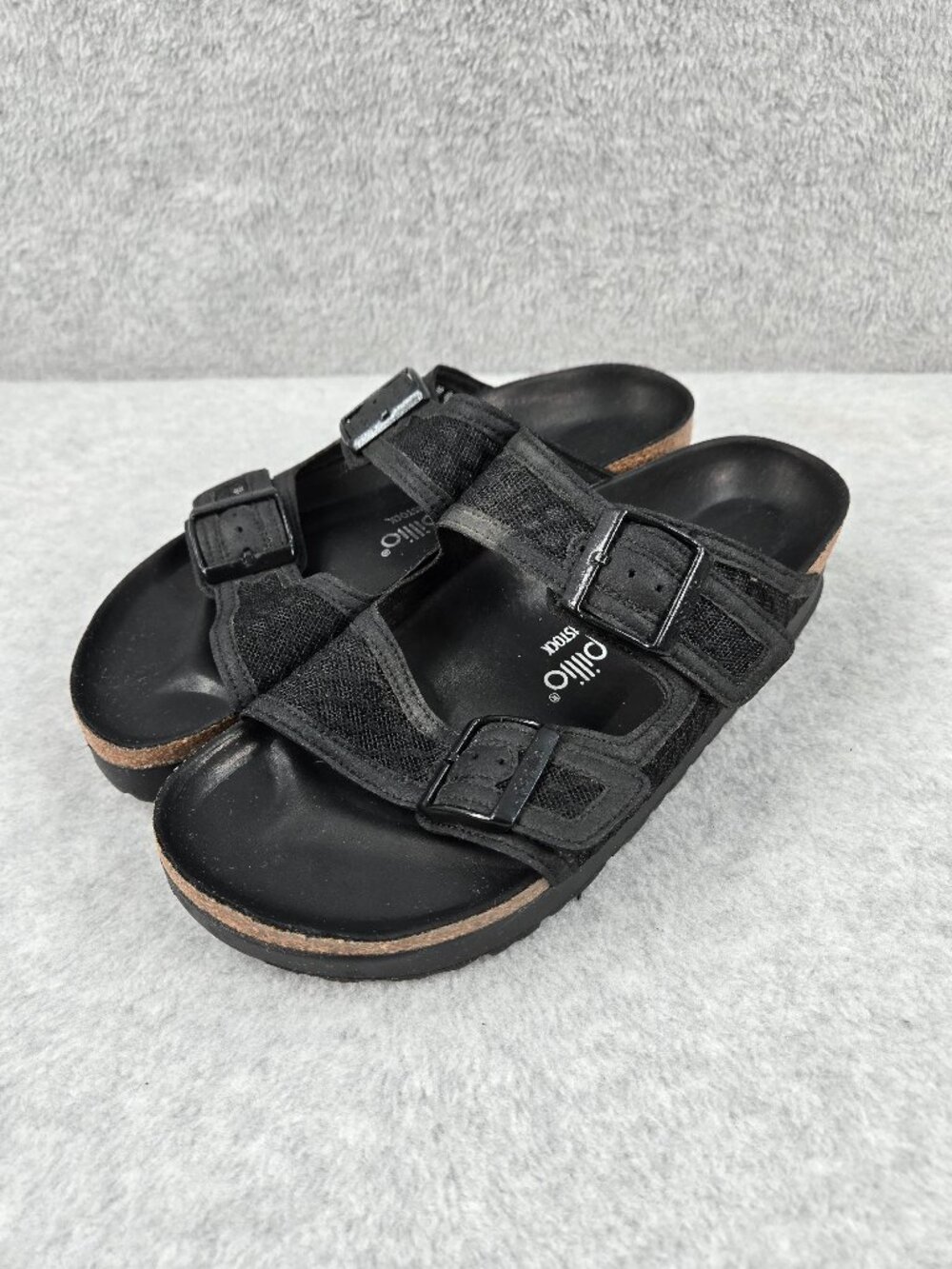 Papillio by Birkenstock Arizona Sandals Womens Size 9 Black Mesh EU 40 Slides